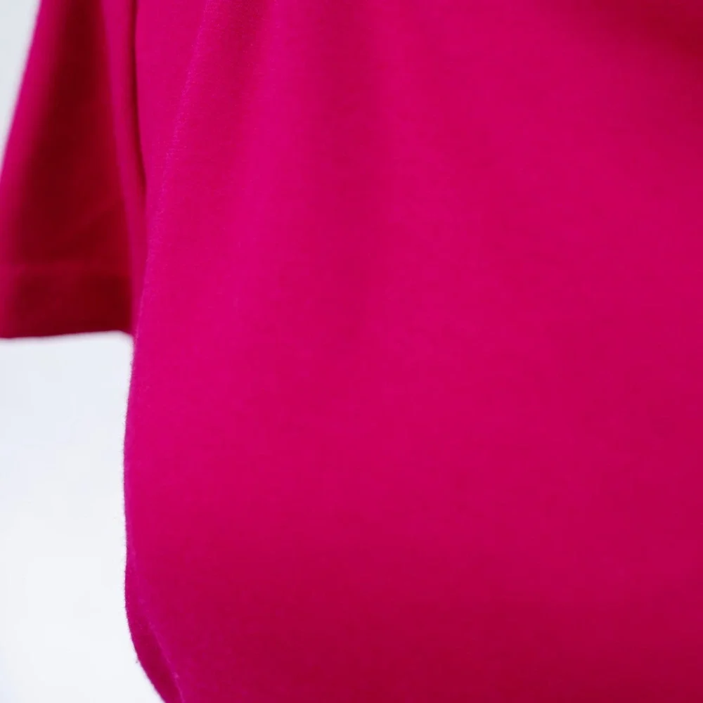 Tahari -Large- Hot Pink Peplum Top Blouse Boat Neck Short Sleeve Waist Flare - Picture 5 of 7